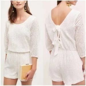 Anthropologie Lilka White Eyelet Romper Size Small